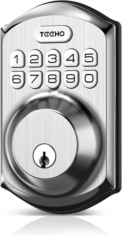 TEEHO TE001 Keyless Entry Deadbolt with Keypad, Auto Lock, 2 Keys, Satin Nickel