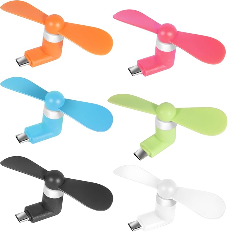 Colorful Mini Cell Phone Fan 6-pack for iPhone, Android, and tablets