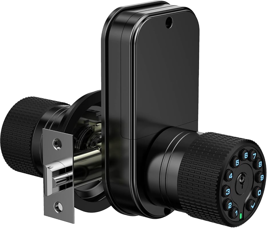 iuknob Double-Sided Keypad Door Knob, Dual Cylinders Key Alike Smart Entry Lock