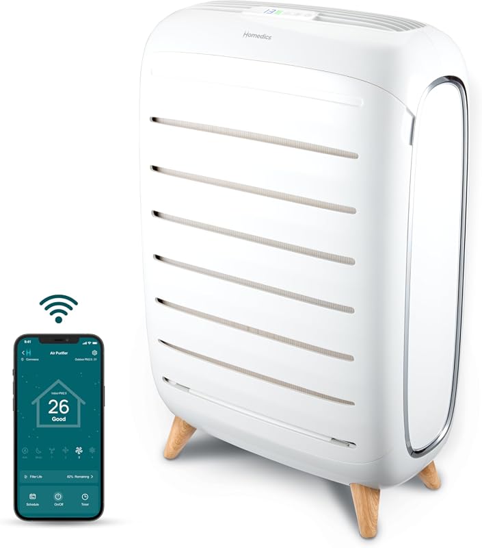 Homedics Smart 4-in-1 Console Air Purifier for Extra-Large Rooms