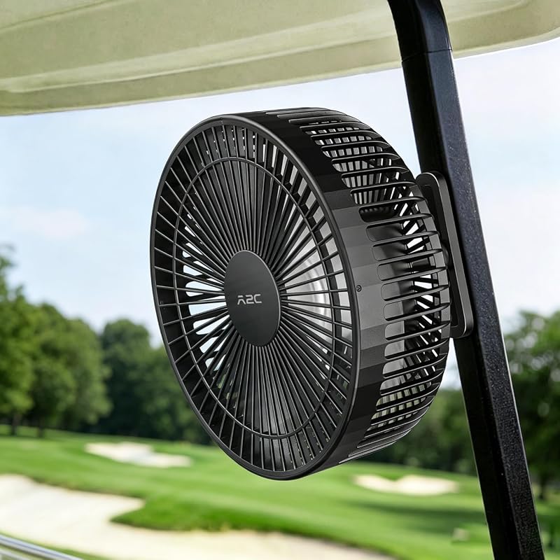 A2C 7.5-Inch Magnetic Rechargeable Golf Cart Fan, 4 Speeds, Up to 15 Hours
