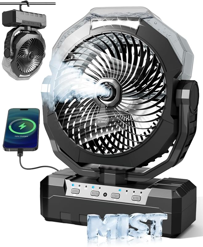 Portable Misting Fan with 36000mAh Battery