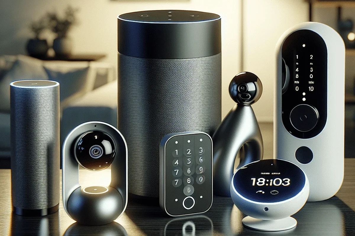 Smart bulb troubleshooting setup with Echo speaker, router, and lamp in a home interior