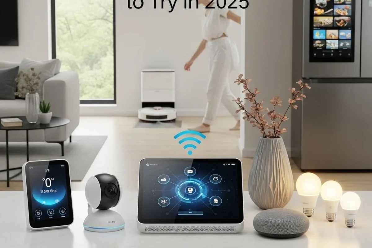 Technician installing a smart lock on a front door in a modern home