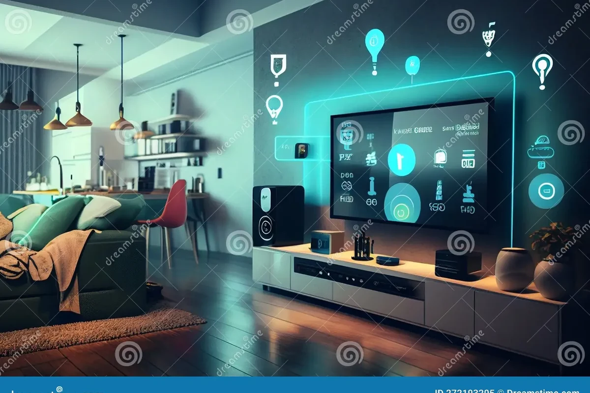 Smart home camera setup guide with a mounted indoor security camera and phone app