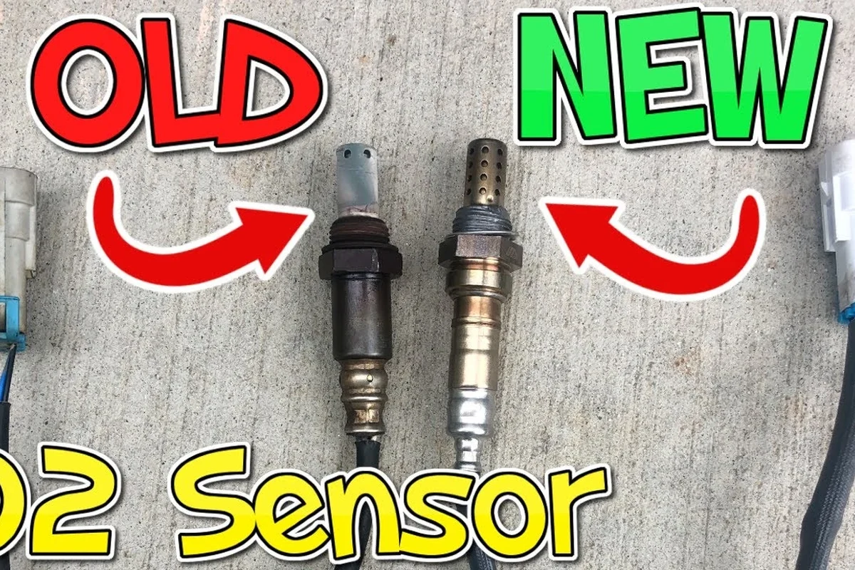 Mechanic-style view of an oxygen sensor mounted in a vehicle exhaust system