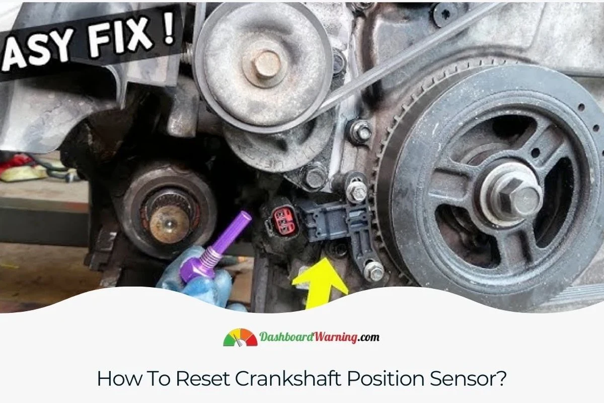 Mechanic diagnosing a crankshaft position sensor on a car engine