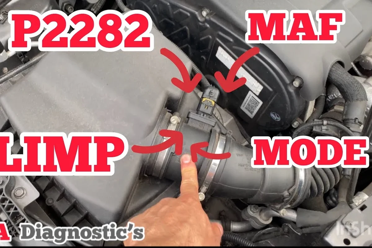 Mechanic-style view of an engine air intake and mass air flow sensor on a modern car