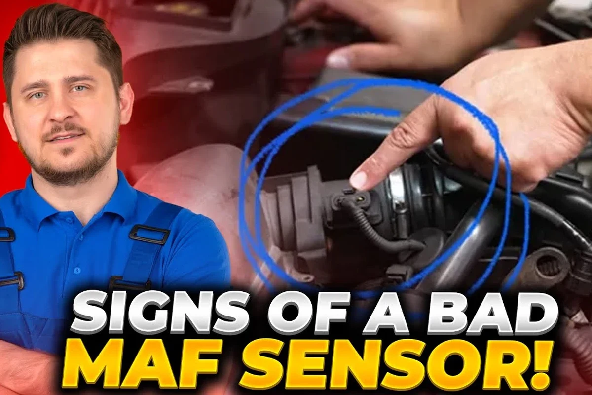 Mechanic diagnosing a car engine no-start issue near the air intake and MAF sensor