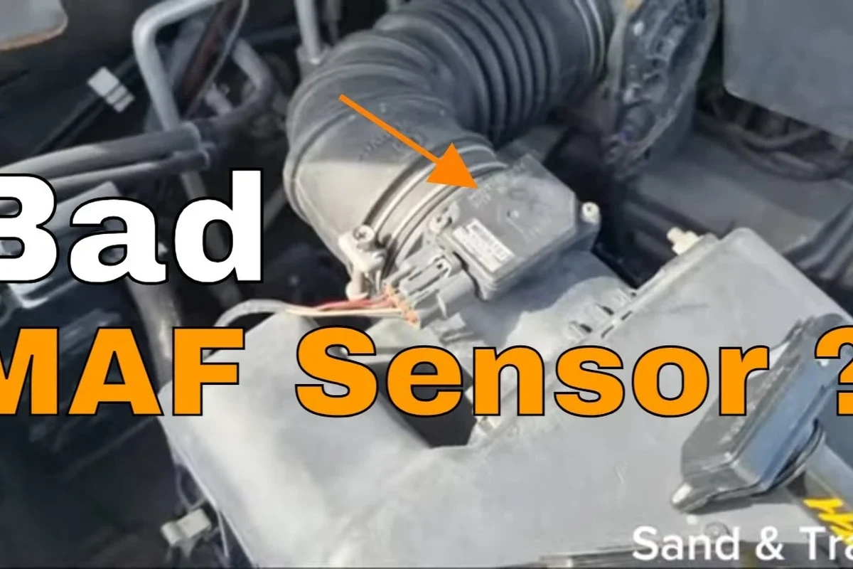 Mechanic-style view of a car engine intake with a mass air flow sensor