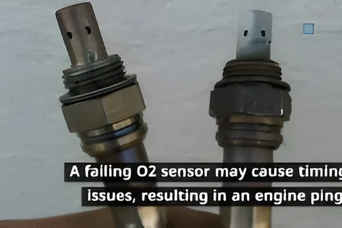 Mechanic-style diagnostic view of an oxygen sensor and engine bay for stalling troubleshooting