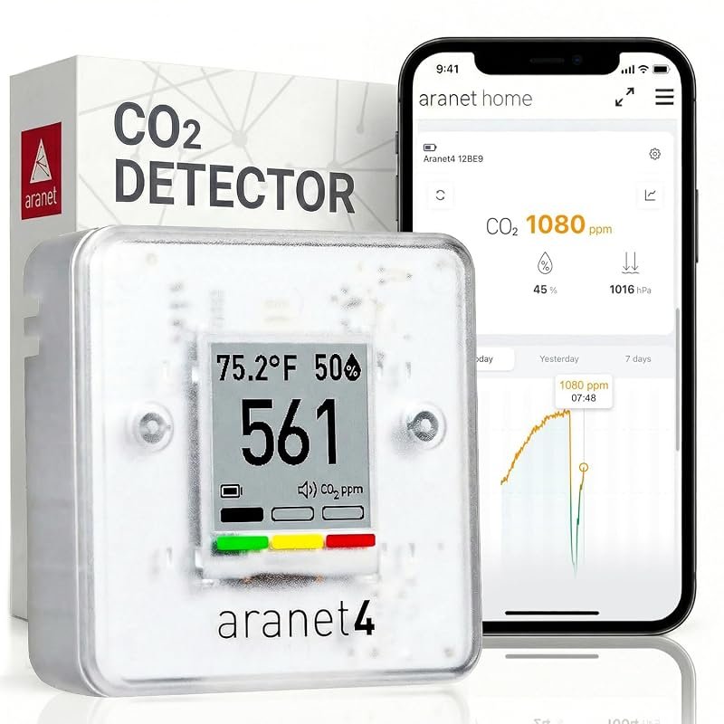 Aranet4 Wireless Indoor Air Quality Monitor with CO2 Detection for Home