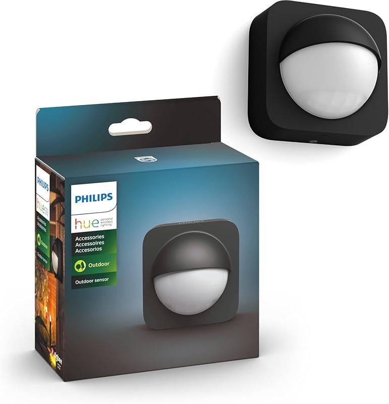 Philips Hue Outdoor Motion Sensor, Weatherproof Dusk-to-Dawn Light Activation, Works with Bridge