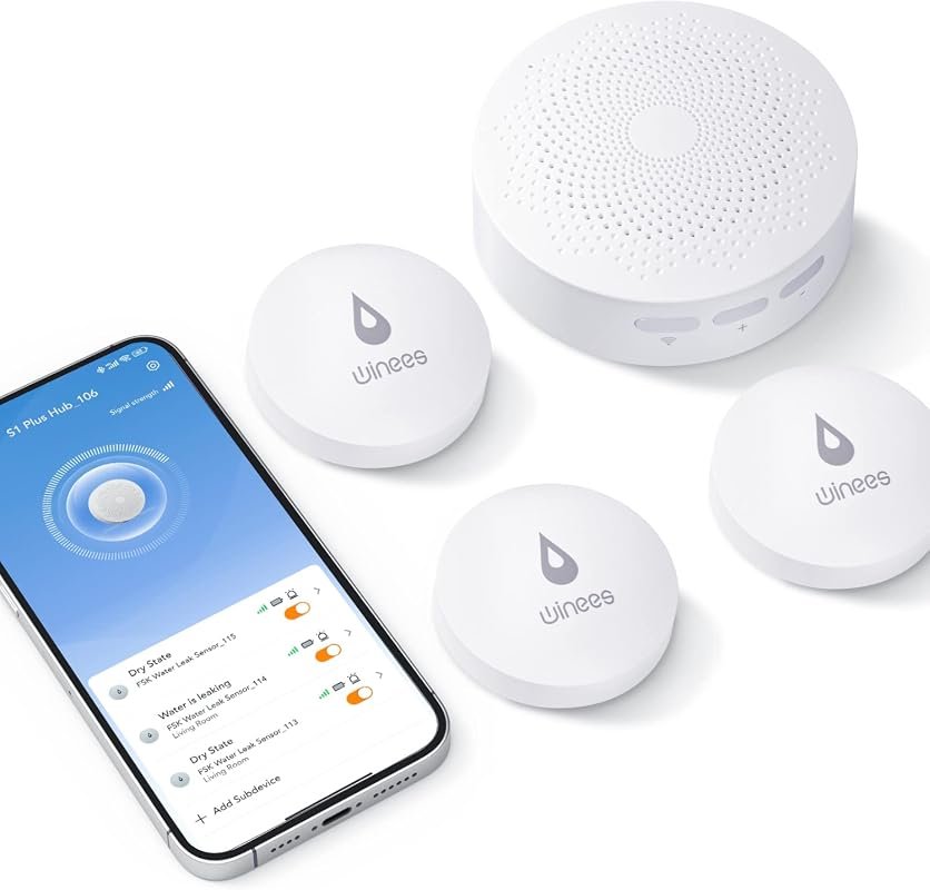 Winees Water Leak Detector WiFi water leak sensor 3-pack with app alerts