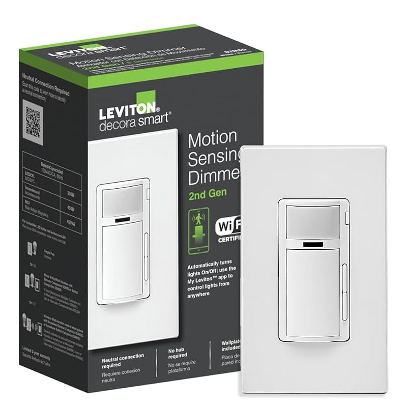 Leviton Decora Smart Motion Sensing Dimmer Switch, Wi-Fi 2nd Gen, 3-Way Compatible
