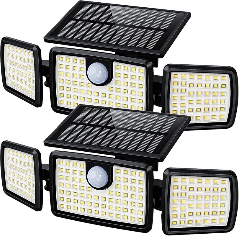 MIHANI 2500LM Solar Flood Lights, 3-Head, 2-Pack