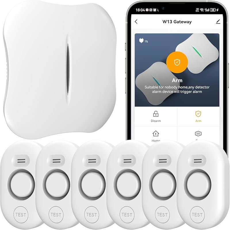 WiFi Water Leak Detector for Home with 6 sensors and TUYA app alerts
