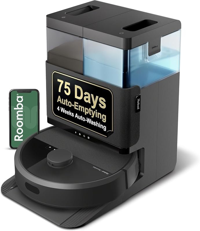 iRobot Roomba Plus 405 G181 2-in-1 Vacuum and Mop Robot with AutoWash Dock, Smart Mapping, Self-Emptying