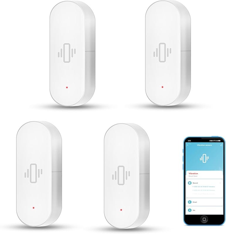 Smart Vibration Sensor 4-Pack WiFi Glass Break Detector