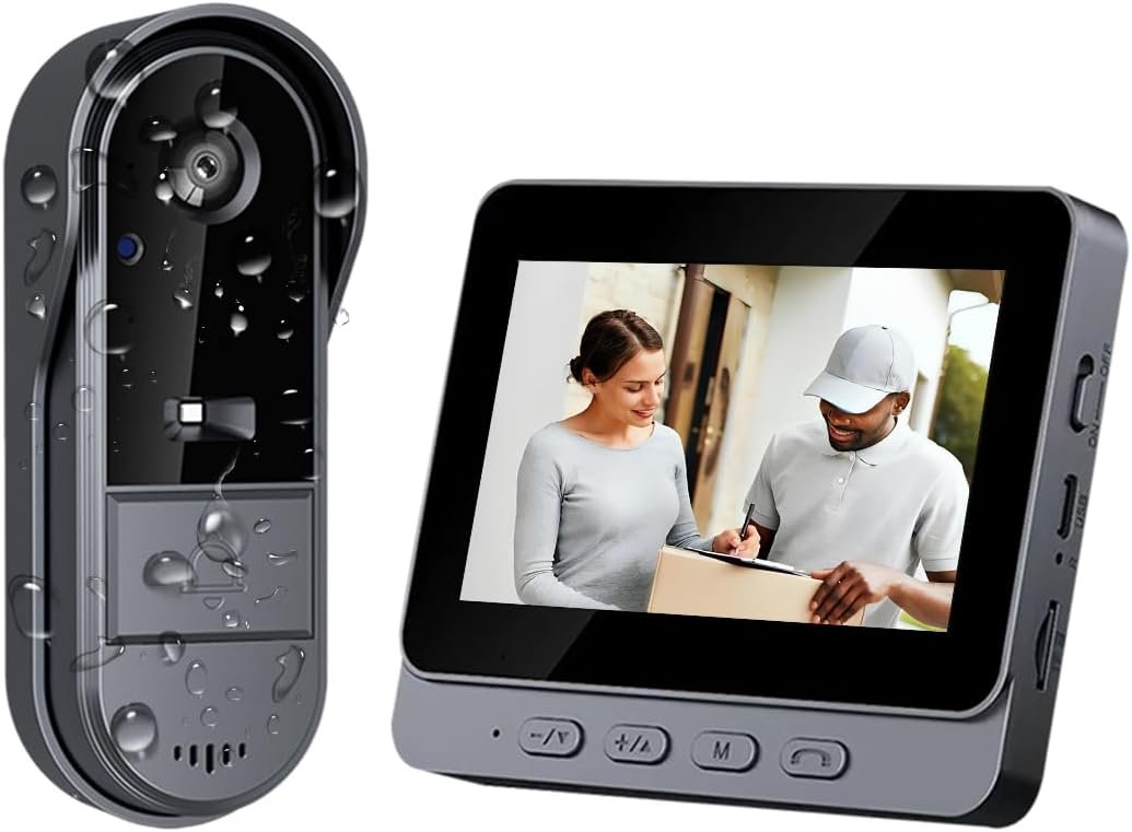 TKMARS Wireless Doorbell Camera, 1080P, Monitor Screen, No WiFi, No Subscription