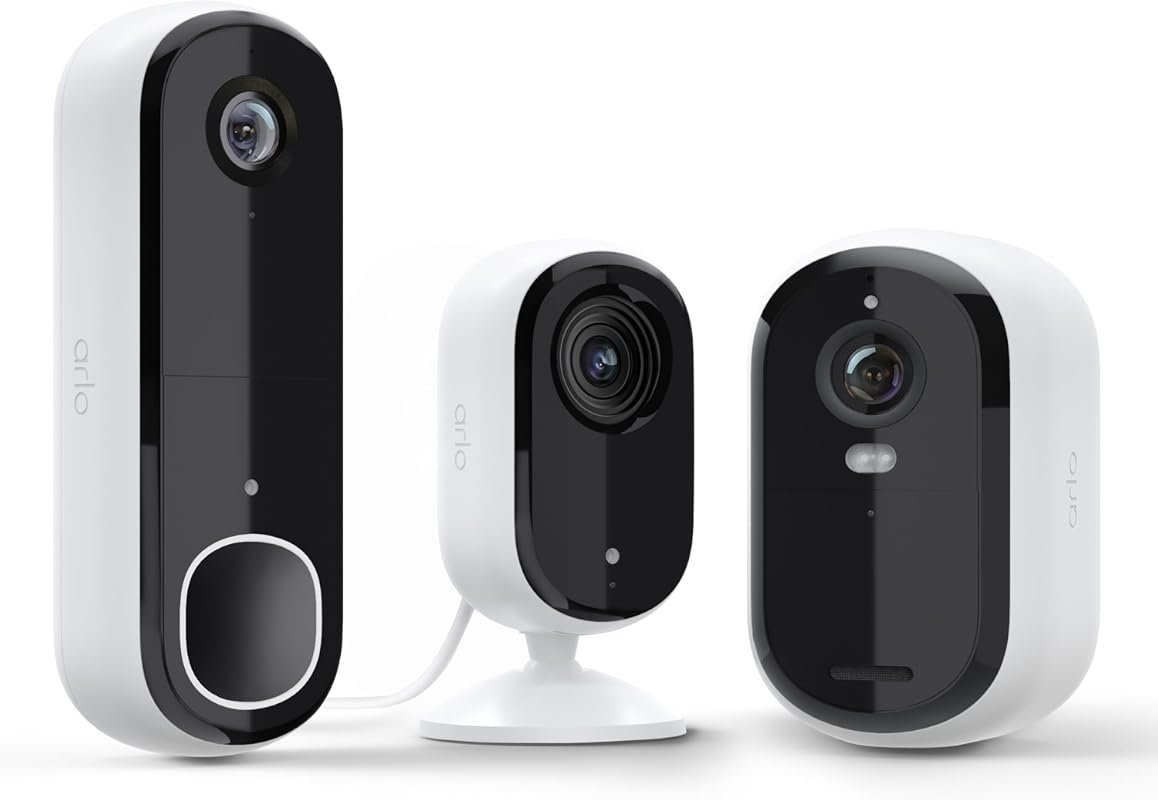 Arlo Essential Whole Home Security Bundle with 2K indoor outdoor doorbell cameras