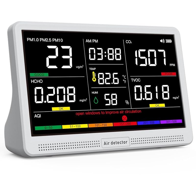 16-in-1 Indoor Air Quality Monitor with 7-Inch Display and Wildfire Alerts