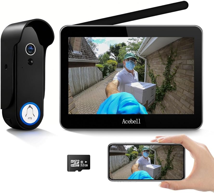 Wireless Smart 1080P Video Doorbell Intercom with 7-inch Touch Screen