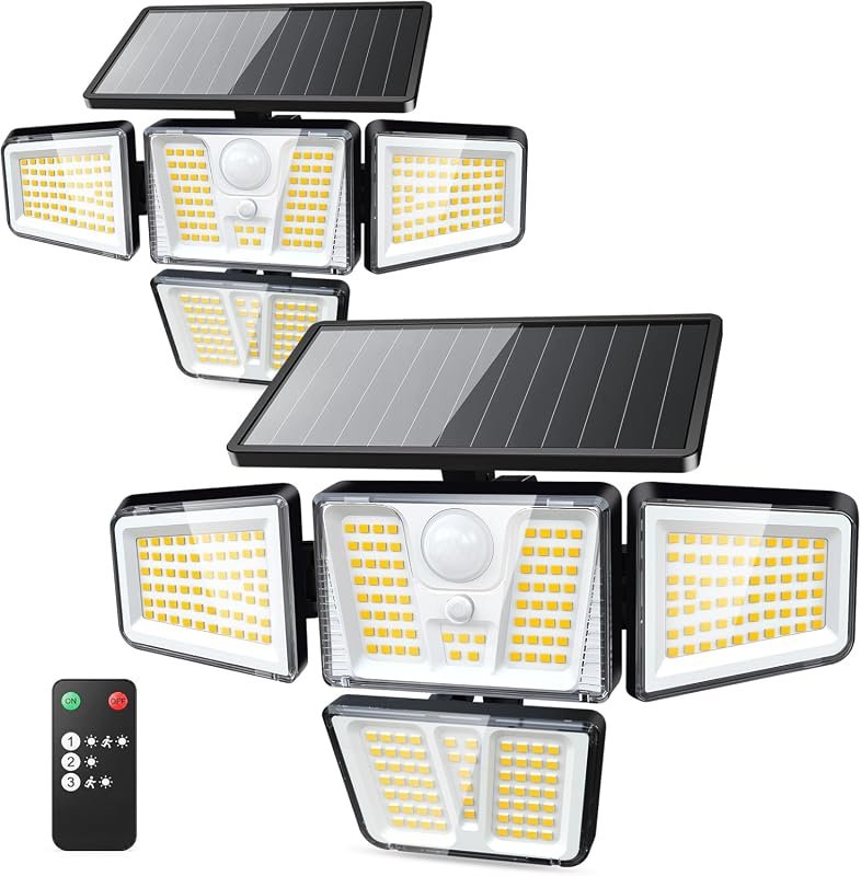 Solar 3600LM Motion Sensor Flood Lights with Remote Control