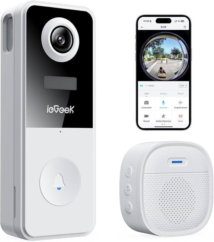 ieGeek wireless video doorbell camera 2K 3MP HD 180 degree ultra view