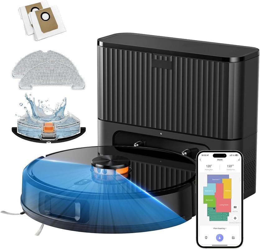 VONKO Robot Vacuum and Mop with Self-Emptying Station, 8000Pa Suction, LiDAR Navigation, Alexa Control