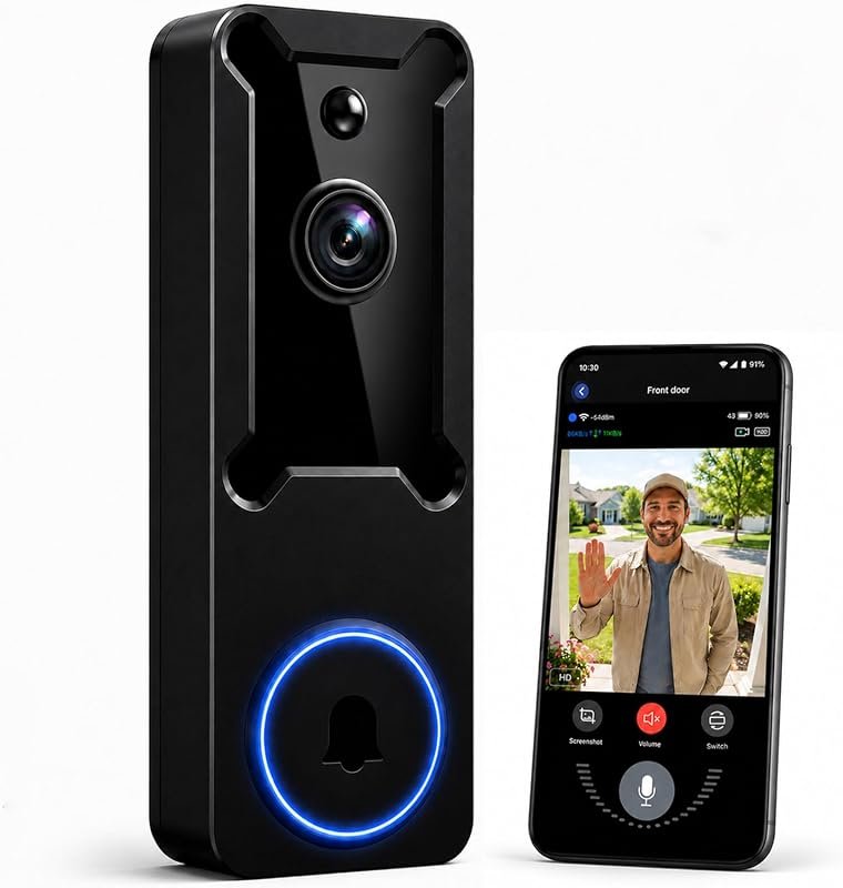 Wireless 1080P Battery Powered Home Security Video Doorbell Camera