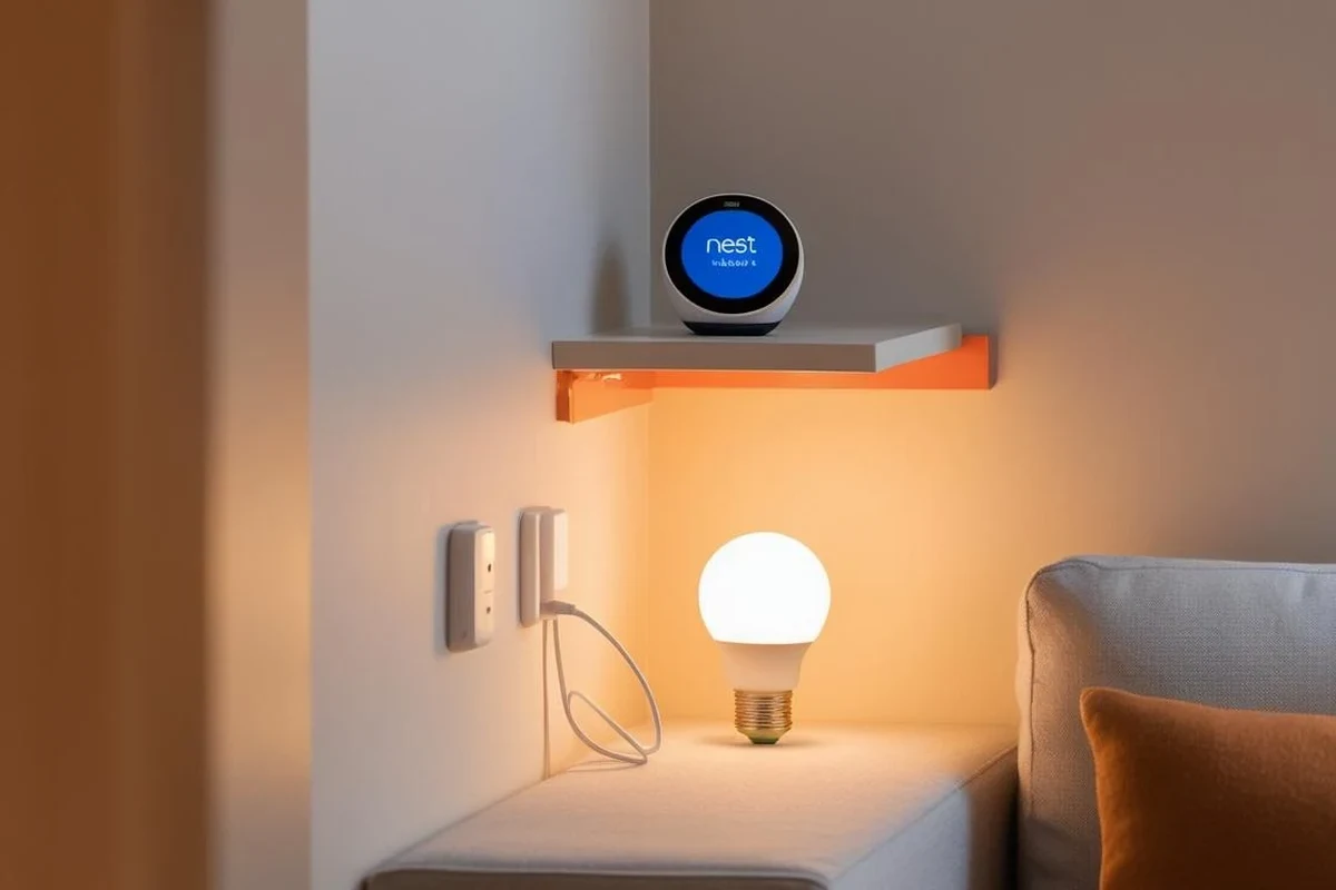 Ring video doorbell connected to a Google Home smart display in a modern entryway