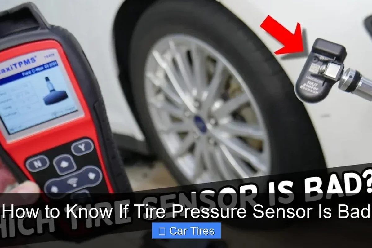 Tire pressure sensor inside a car wheel with TPMS warning concept