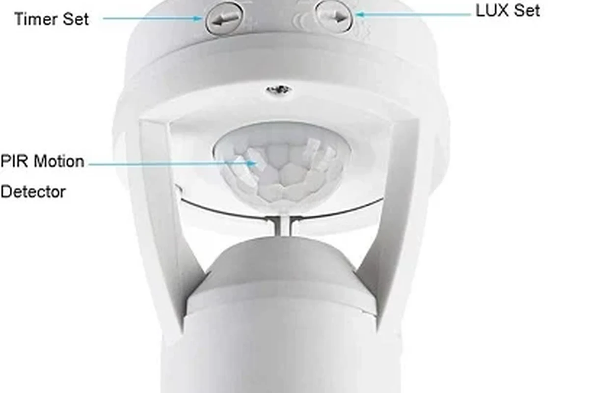 Motion sensor light fixture with a replaceable bulb being checked for compatibility