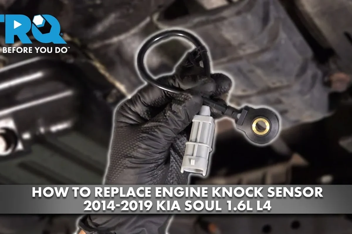 Mechanic-style view of a car engine with a sensor replacement area highlighted