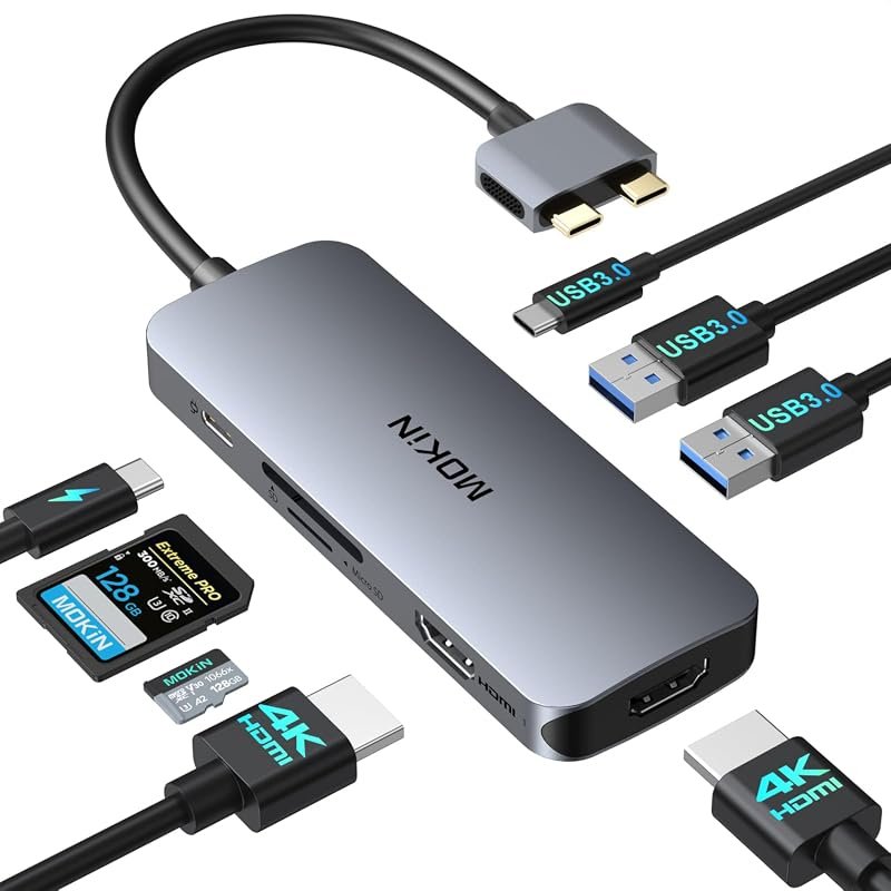 MOKiN USB-C Docking Station for MacBook Pro/Air, Dual Monitor Support