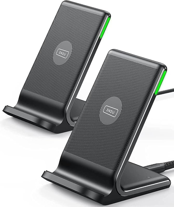 INIU 2-pack 15W fast wireless charging stations with LED indicator