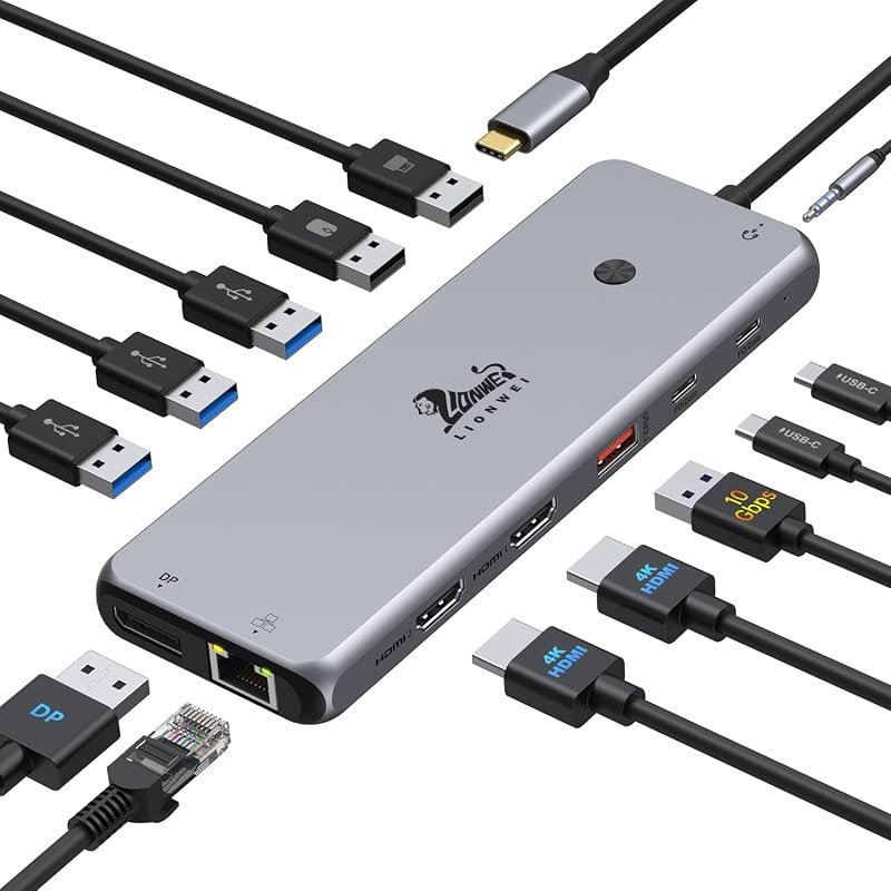 13-in-1 USB C Docking Station with Dual HDMI, 4K Hub for MacBook