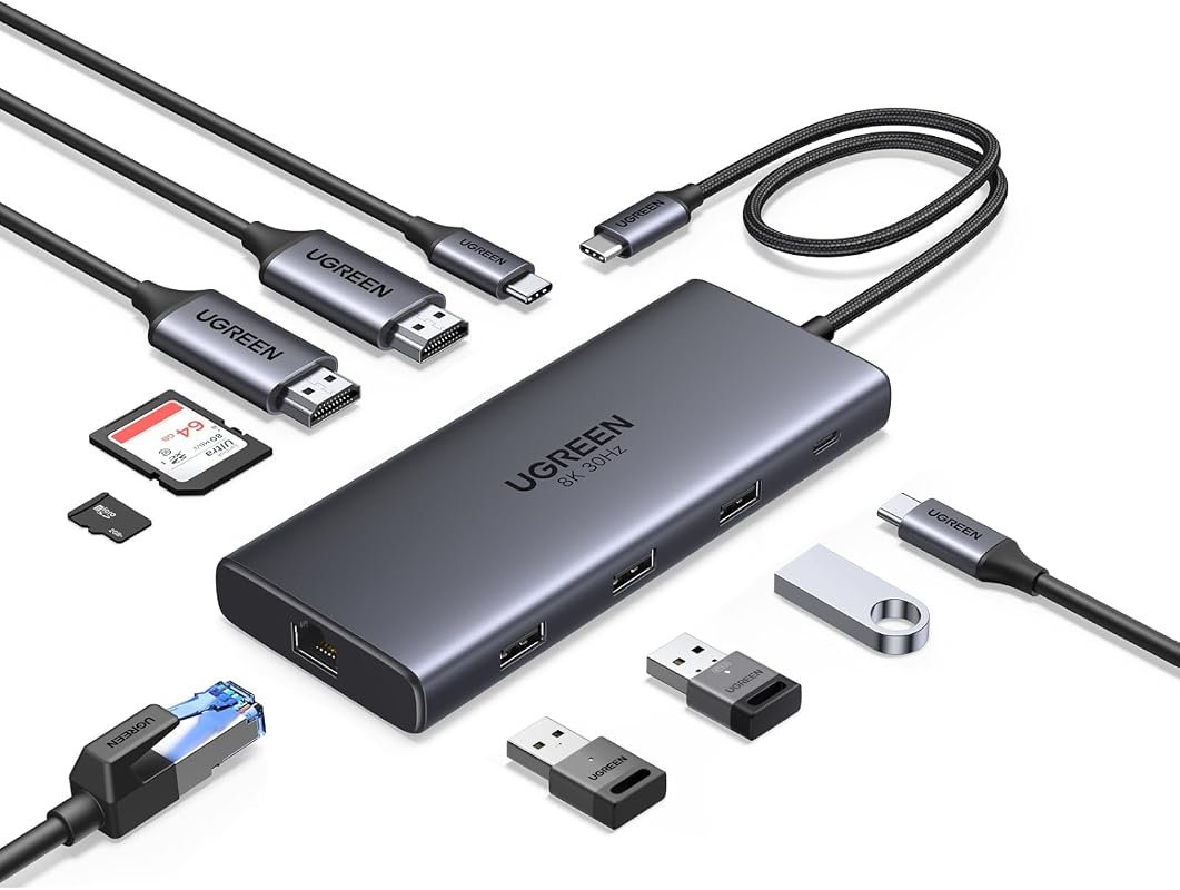 UGREEN 10-in-1 USB C Docking Station with Dual HDMI for Laptops