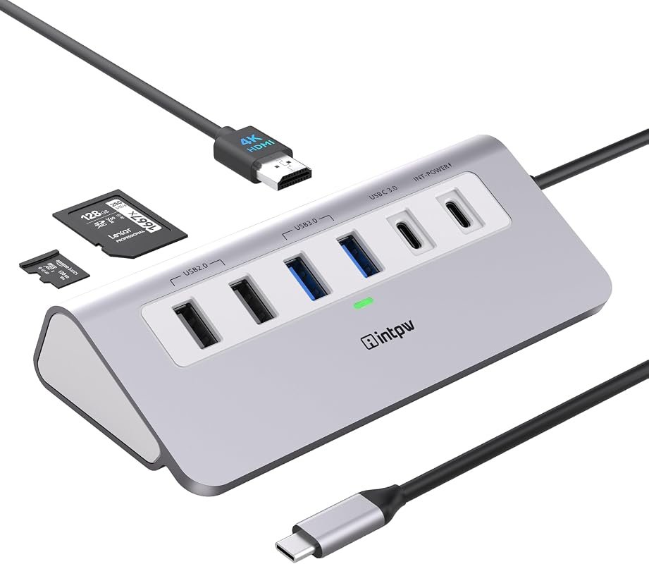 intpw P9 USB C Hub with 4K@60Hz HDMI and PD charging