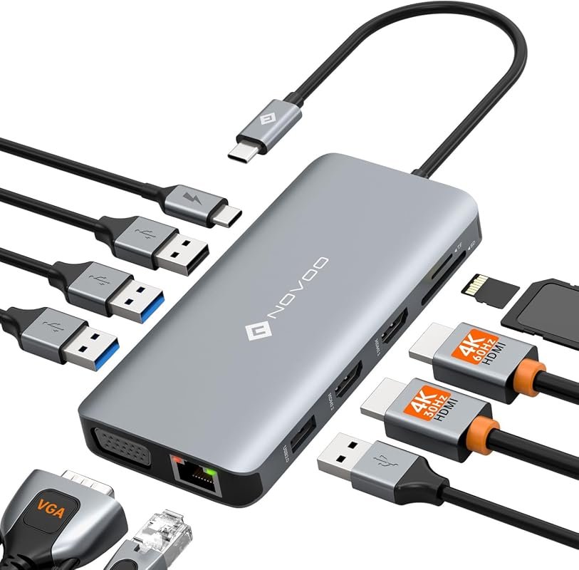 USB-C 11-in-1 docking station with dual HDMI and VGA