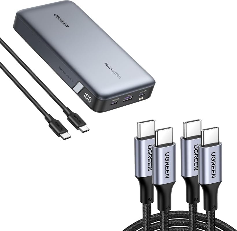UGREEN 145W Power Bank Bundle with 100W USB-C Cables