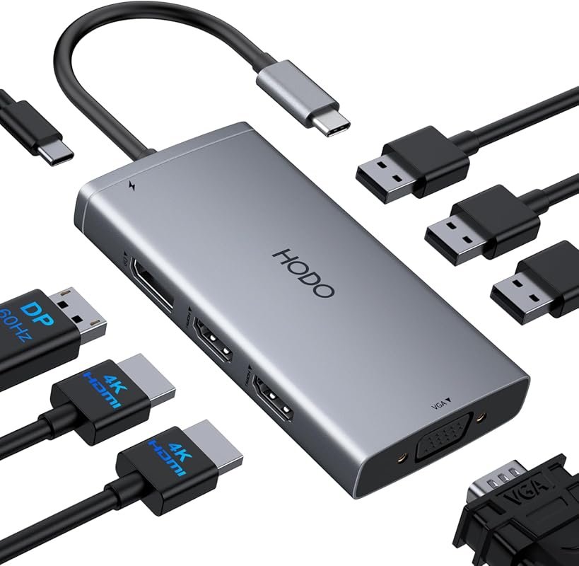 USB C Docking Station for HP Laptops with Dual Monitor and 3-Display Support