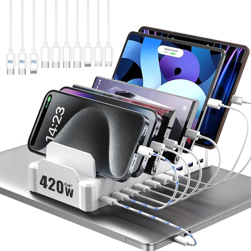 Zobirez 420W Charging Station White desktop charging station