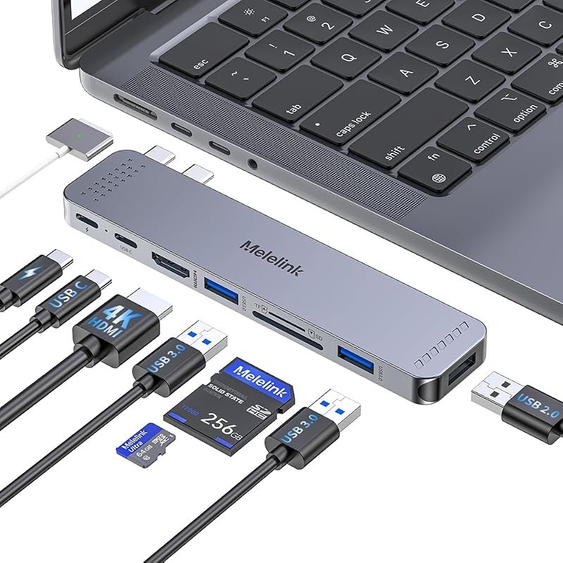 USB C Hub Adapter for MacBook Pro/Air M1-M5 8-in-2 with 4K HDMI