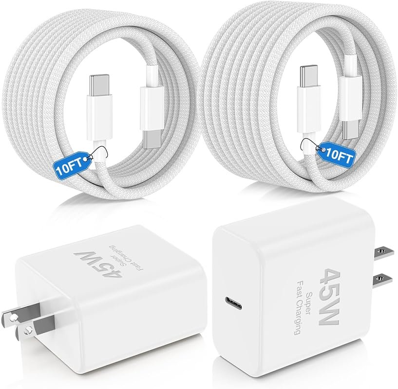 45W Fast Charger for iPhone 17, 16, 18 Pro Max with Braided Cable