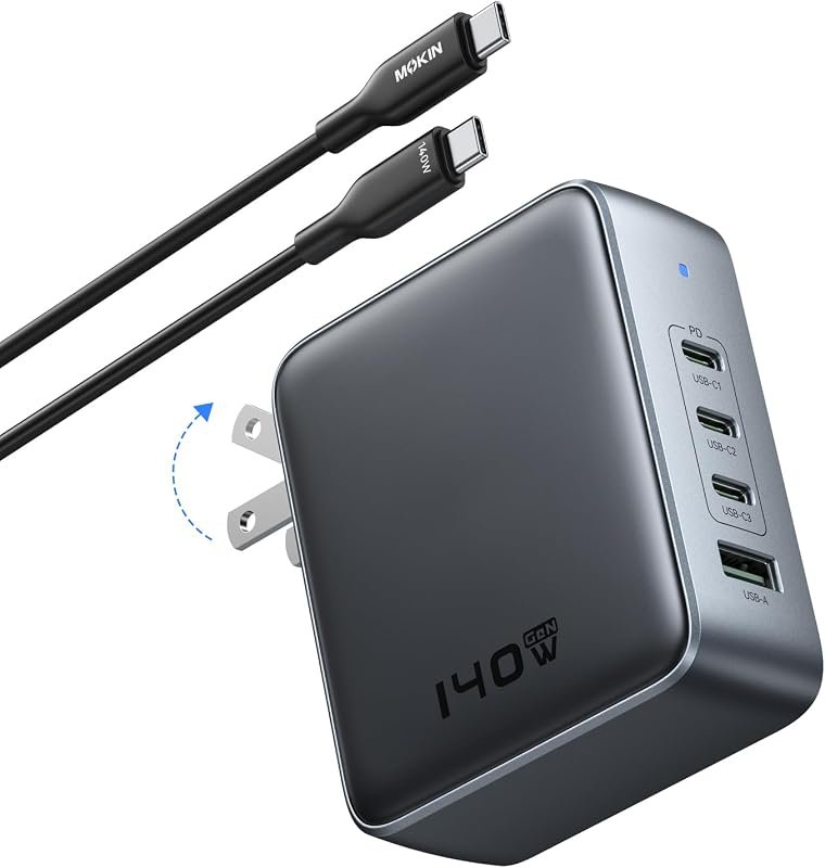 140W 4-Port GaN USB-C Charger Block with PD 3.1 and PPS Fast Charging
