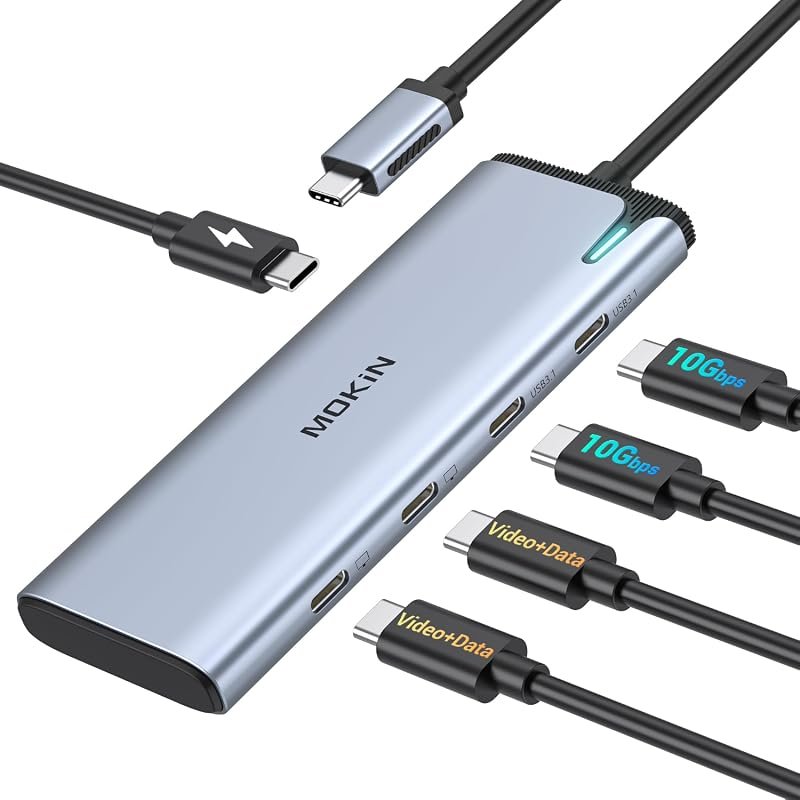 MOKiN USB C Splitter for Dual Monitors, 4K@60Hz DP Alt Mode Adapter