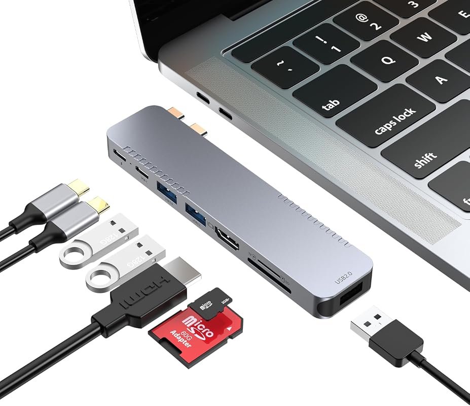 MacBook 8-in-2 Dock with 4K HDMI, Thunderbolt, and SD/TF reader