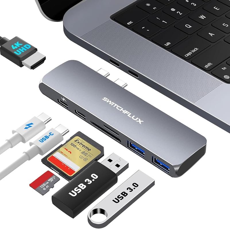 USB C Hub for MacBook Pro/Air M1 M2 7-in-2 with 4K HDMI